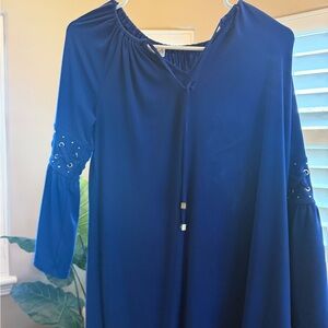 Michael Kors Royal Blue Blouse with Eyelet Sleeves